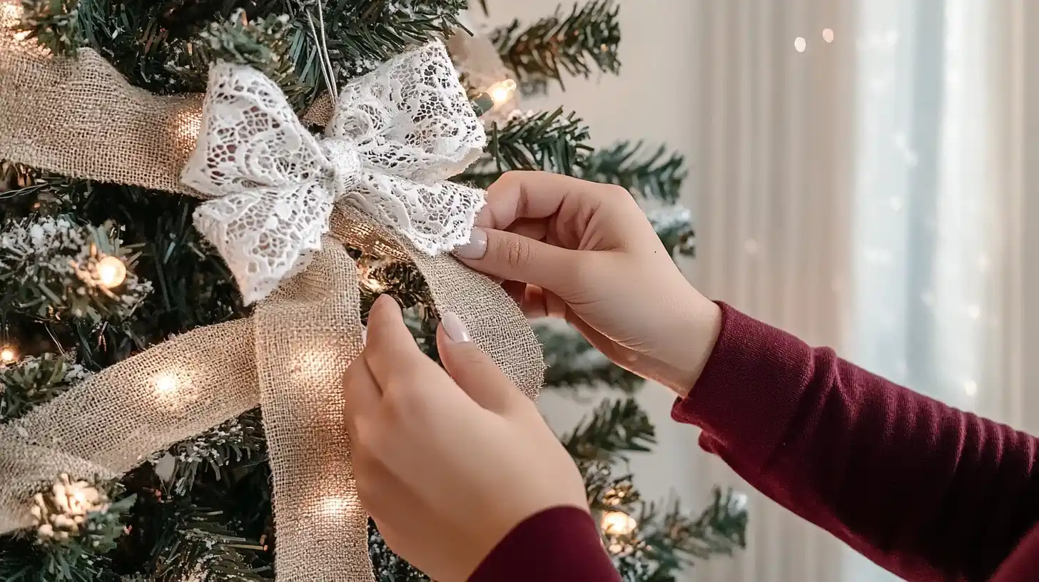 How to Decorate a Christmas Tree With Mesh Fabric