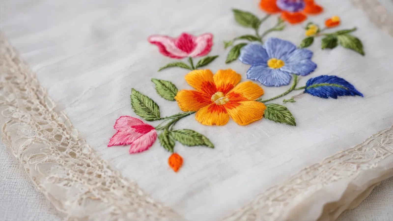 how to embroider a handkerchief