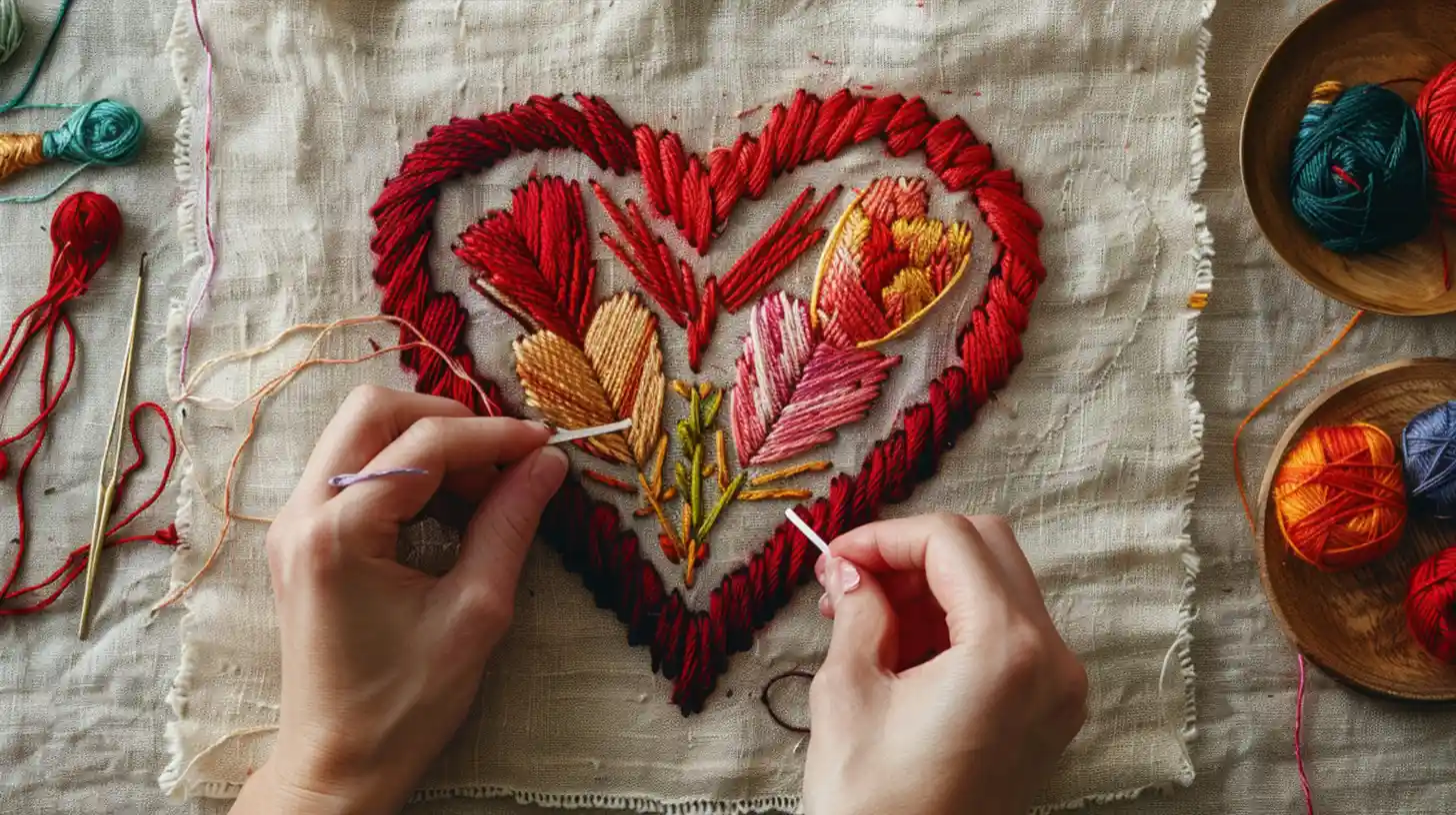 embroider a large heart