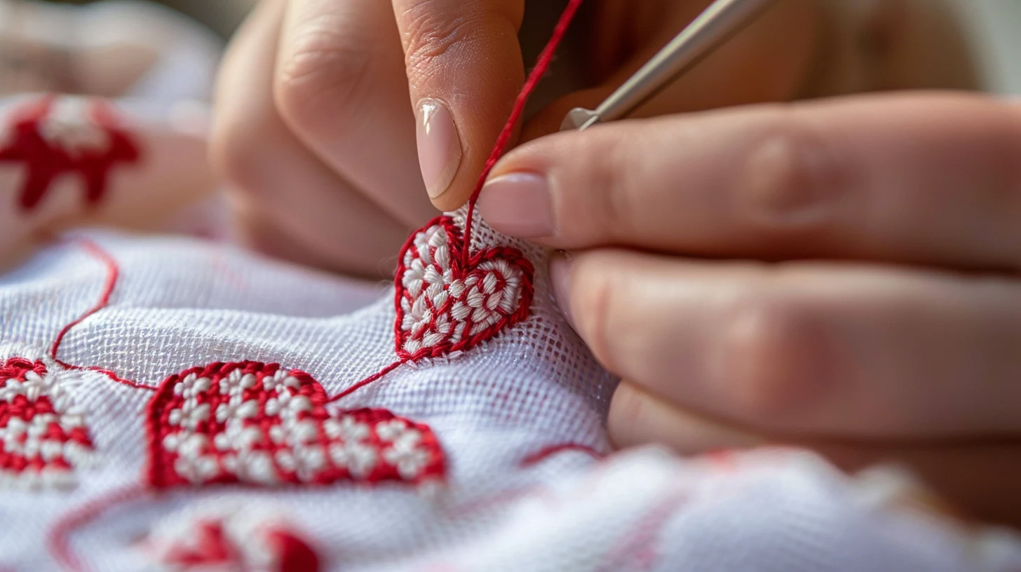 embroider a small heart