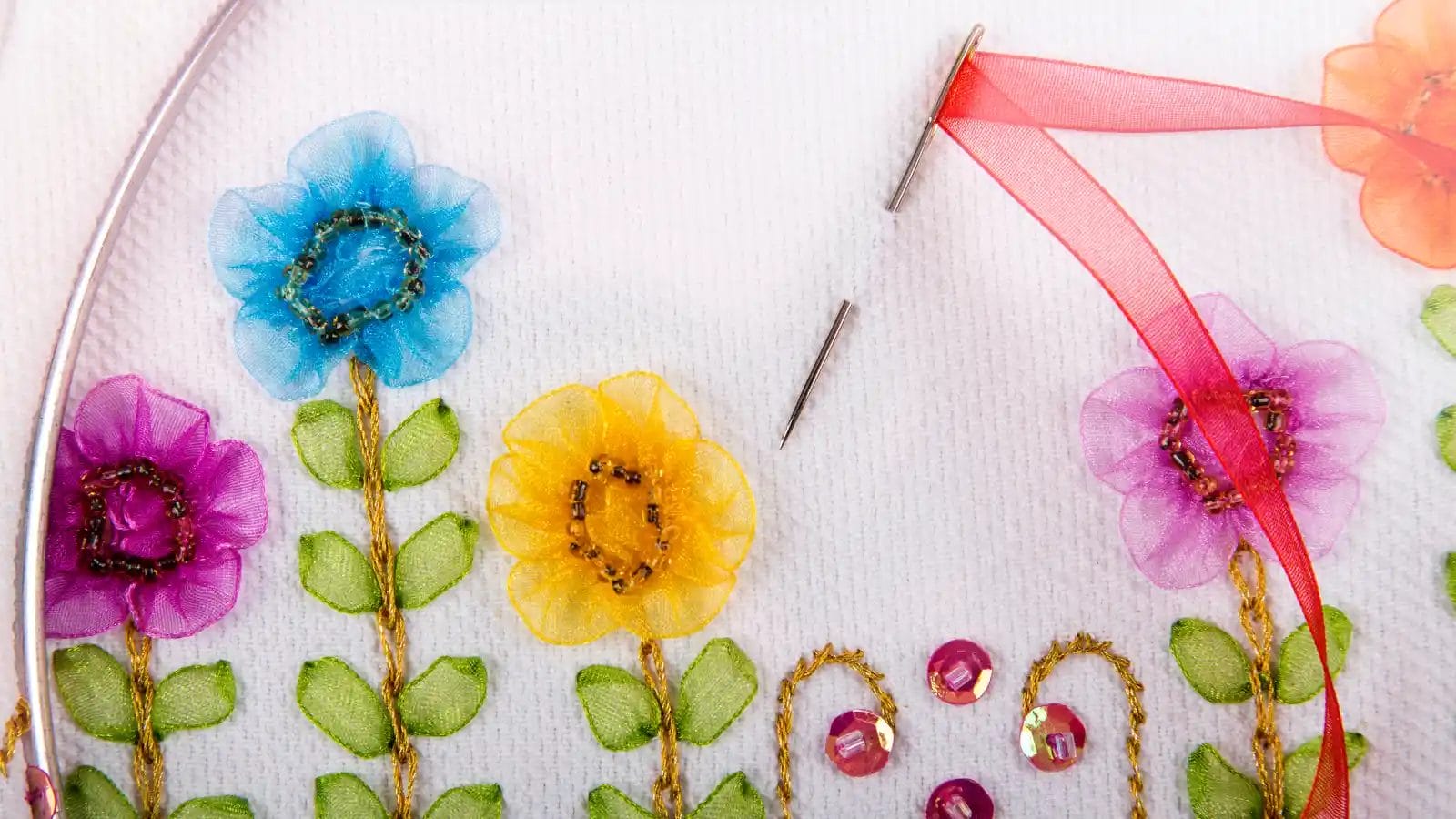 how to embroider with ribbon