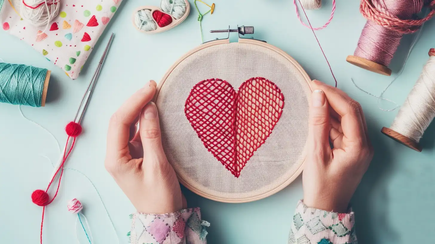 embroider a heart outline