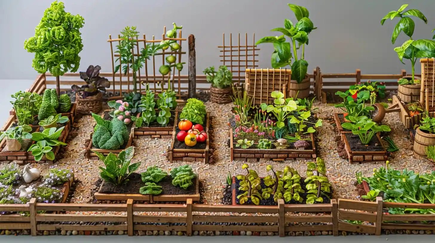 miniature layouts for vegetable plot