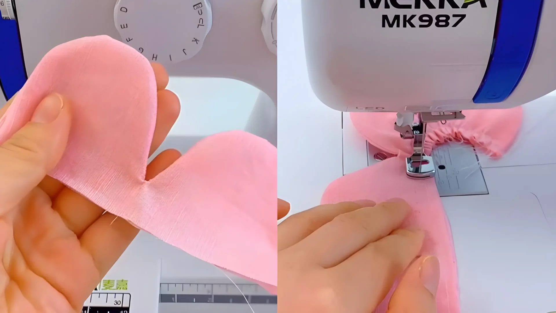 turn over the petals and shirr the top of the fabric with sewing machine
